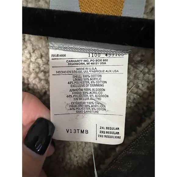 Carhartt Men's 2XL brown Sherpa Lined Canvas Vest Casual Quilted - Picture 3 of 6